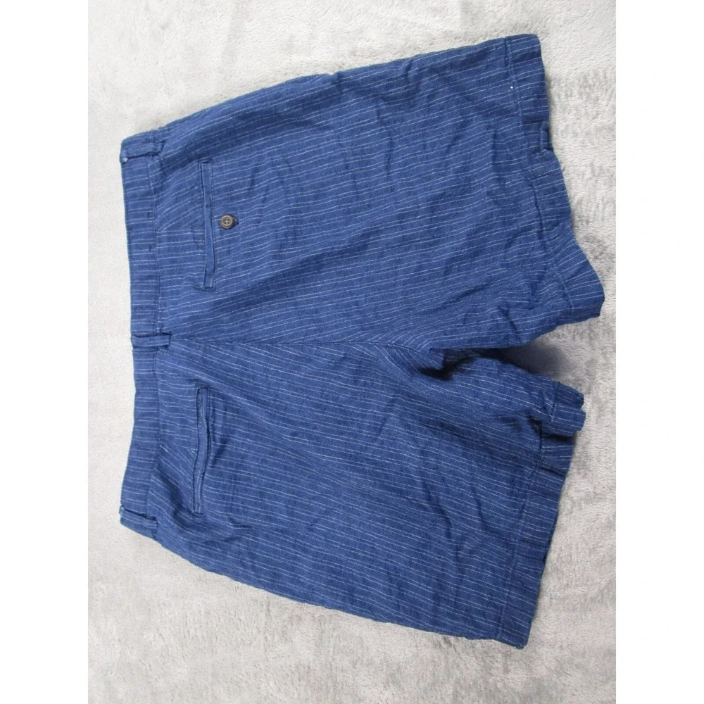 Banana Republic‎ Shorts Mens 35 Blue Linen Blend Striped Chino Pockets